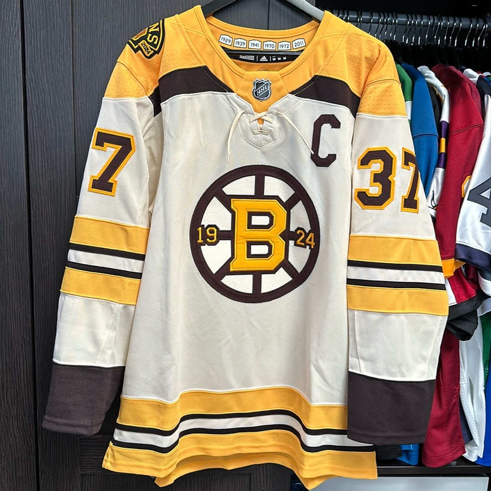 Patrice Bergeron adidas Boston Bruins Captain Patch Primegreen Authentic Jersey